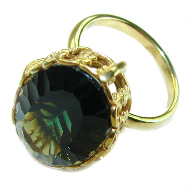 Timless Beauty 12.5 carat Helenite 14K Gold over .925 Sterling Silver handmade Ring s. 9 1/2