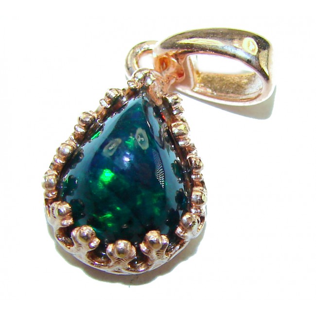 5.8 CTW Authentic Black Opal 14K Gold over .925 Sterling Silver handmade Pendant