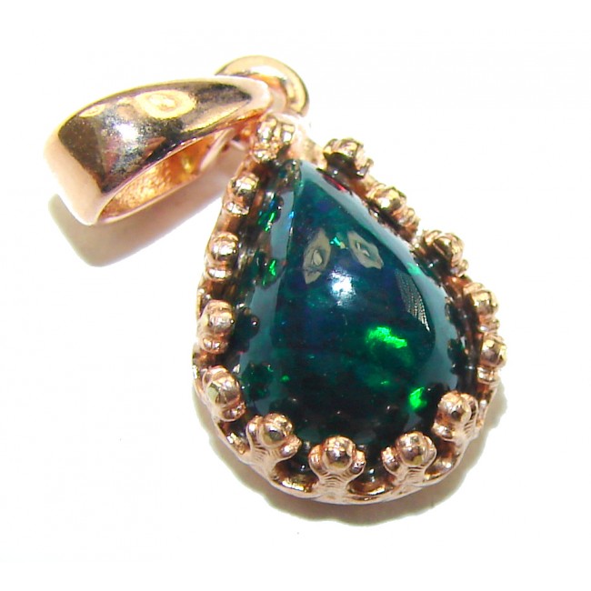 5.8 CTW Authentic Black Opal 14K Gold over .925 Sterling Silver handmade Pendant