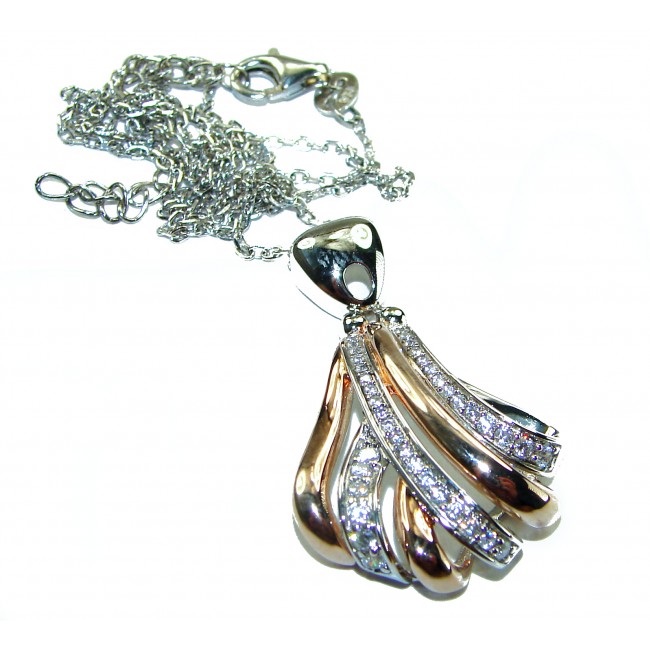 Dazzling Beauty - White Topaz 2 tones .925 Sterling Silver handcrafted necklace - photo 3