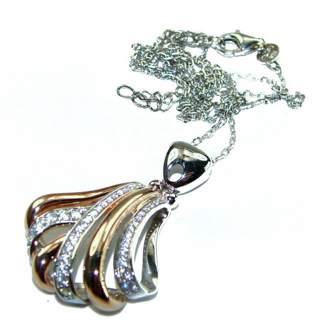 Dazzling Beauty - White Topaz 2 tones .925 Sterling Silver handcrafted necklace - photo 2