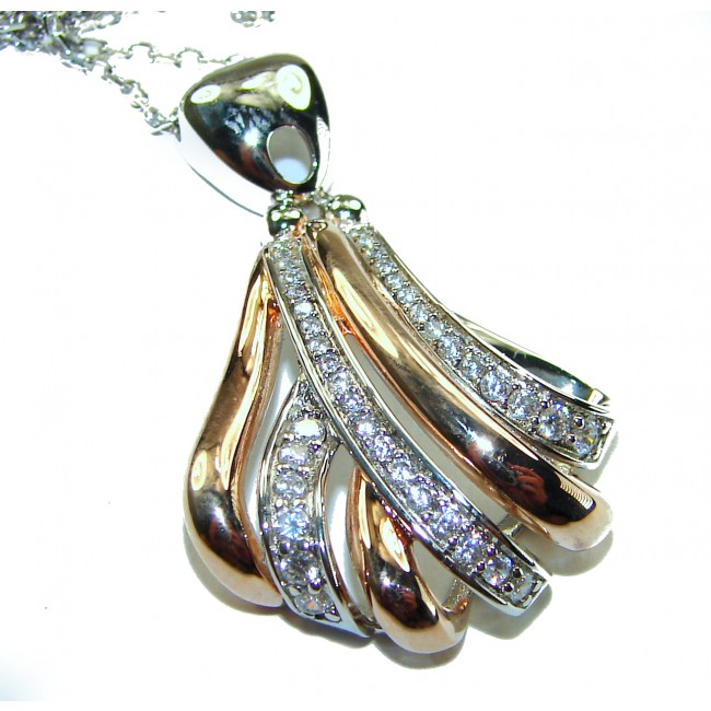 Dazzling Beauty - White Topaz 2 tones .925 Sterling Silver handcrafted necklace - photo 1
