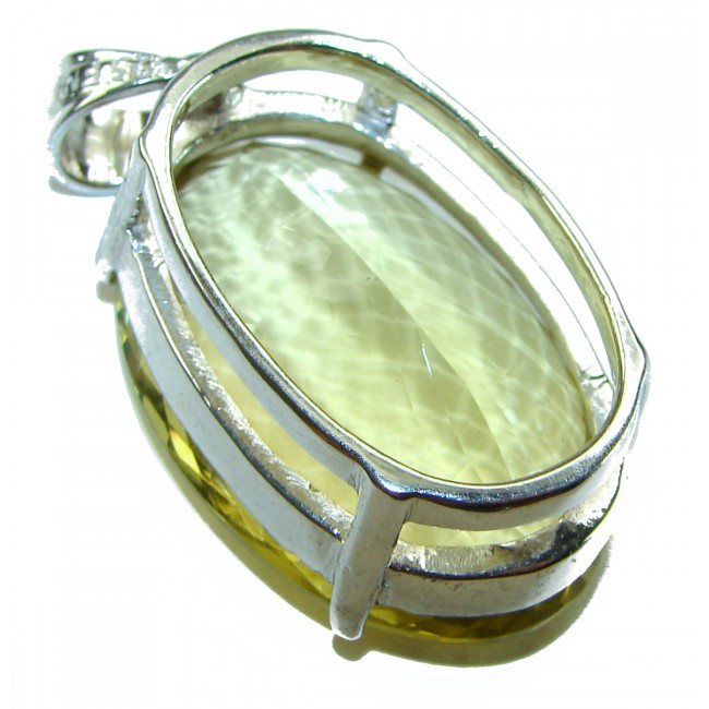 Perfection Oval cut 49.3 carat Lemon Quartz .925 Sterling Silver handcrafted LARGE pendant
