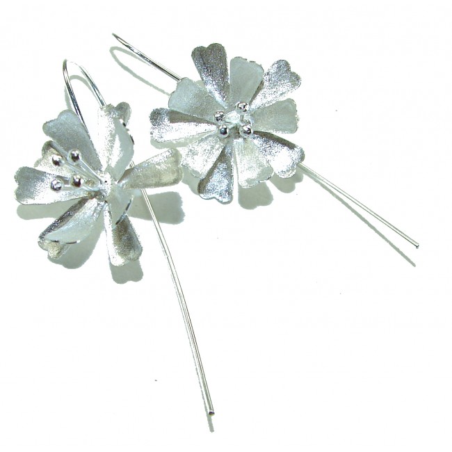 Silver Flowers Italy made .925 Sterling Silver Earrings - photo 4