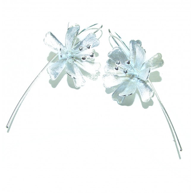 Silver Flowers Italy made .925 Sterling Silver Earrings - photo 3