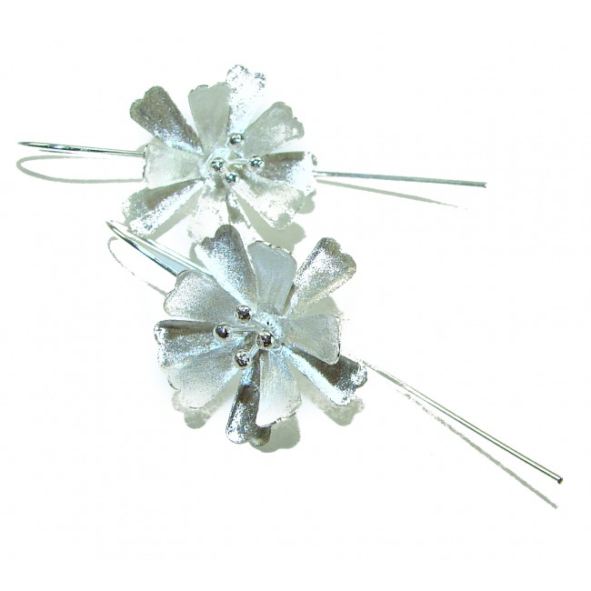 Silver Flowers Italy made .925 Sterling Silver Earrings - photo 2