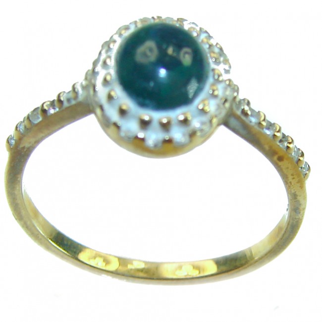 A COSMIC POWER Genuine 1.2 carat Black Opal 18K Gold over .925 Sterling Silver handmade Ring size 8
