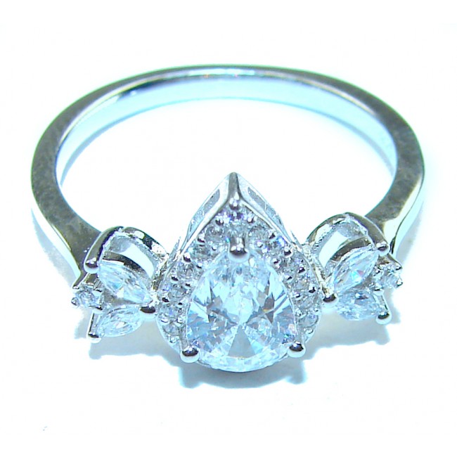 Precious genuine 2.9 carat White Sapphire .925 Sterling Silver handmade ring s. 6 1/4