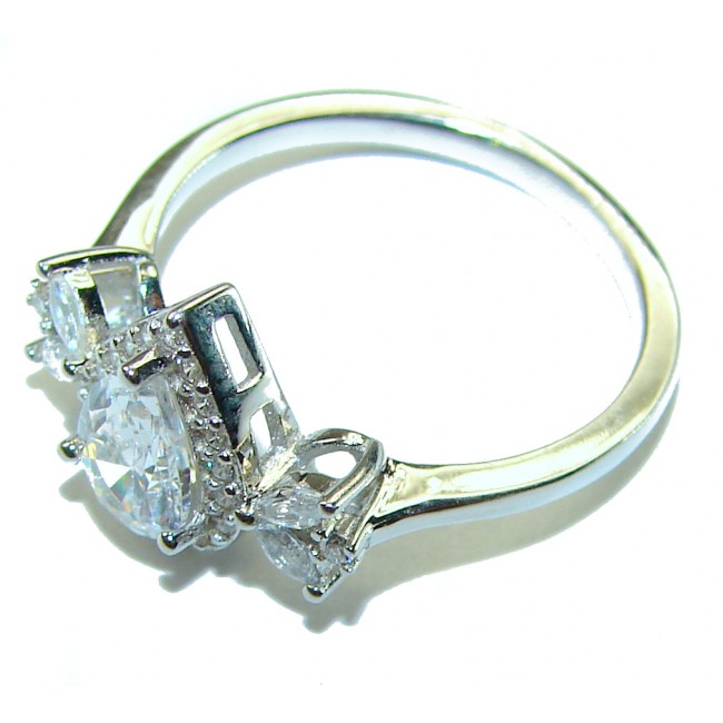 Precious genuine 2.9 carat White Sapphire .925 Sterling Silver handmade ring s. 6 1/4