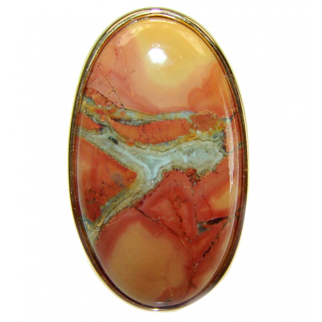 Classy Style Excellent quality Maligano Jasper 14K Gold over .925 Sterling Silver handcrafted Ring s. 7 1/2