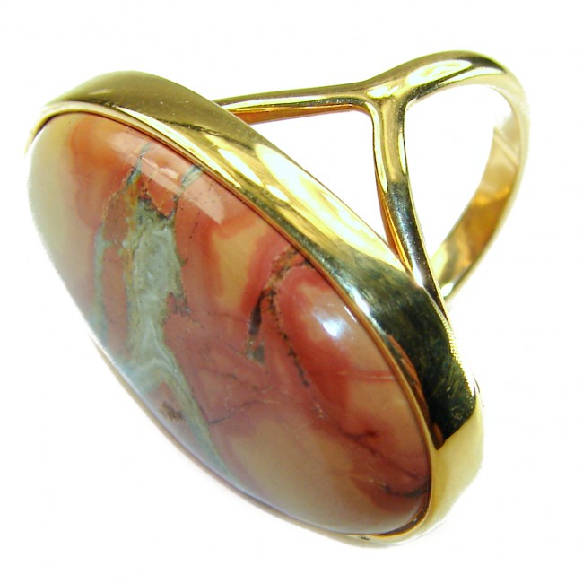 Classy Style Excellent quality Maligano Jasper 14K Gold over .925 Sterling Silver handcrafted Ring s. 7 1/2