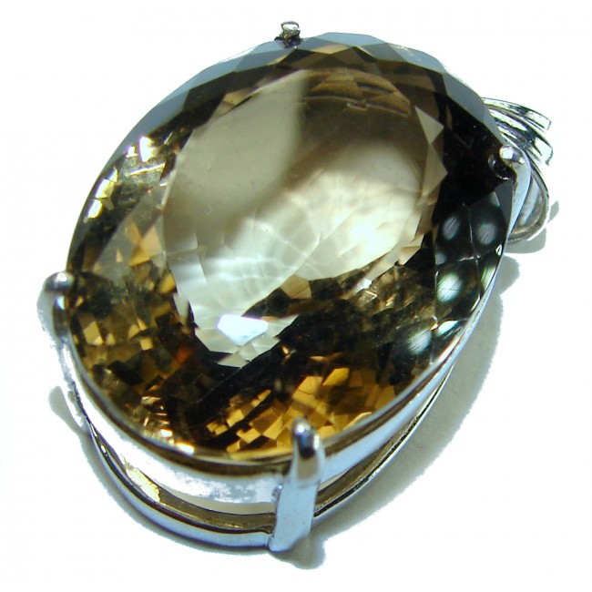 Adele - 48.5 carat Smoky Topaz .925 Sterling Silver handmade incredible Pendant - photo 3