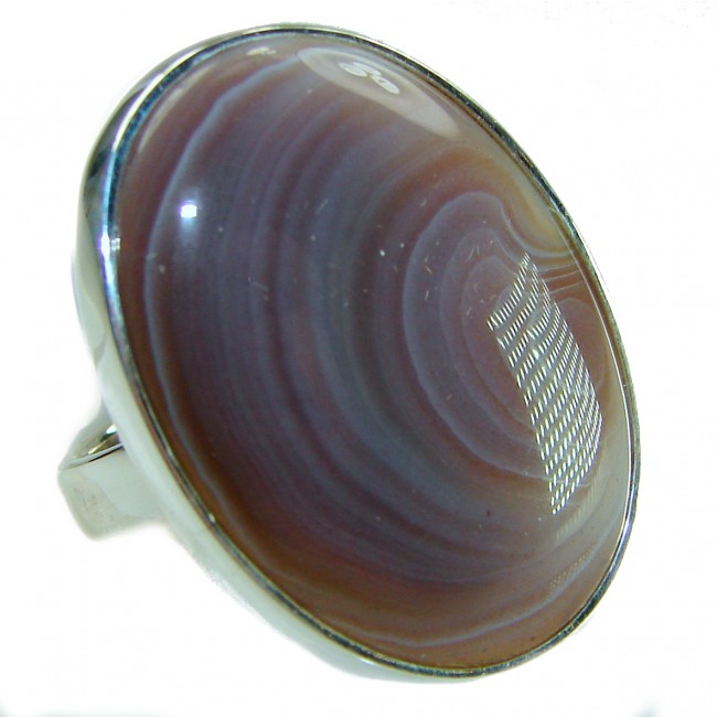 Top Quality Botswana Agate .925 Sterling Silver handcrafted Ring s. 8 adjustable