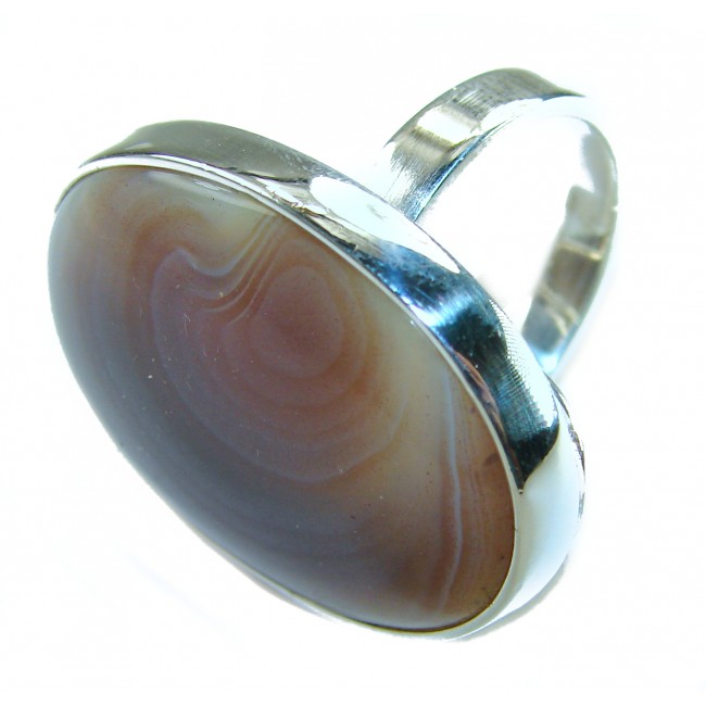 Top Quality Botswana Agate .925 Sterling Silver handcrafted Ring s. 8 adjustable
