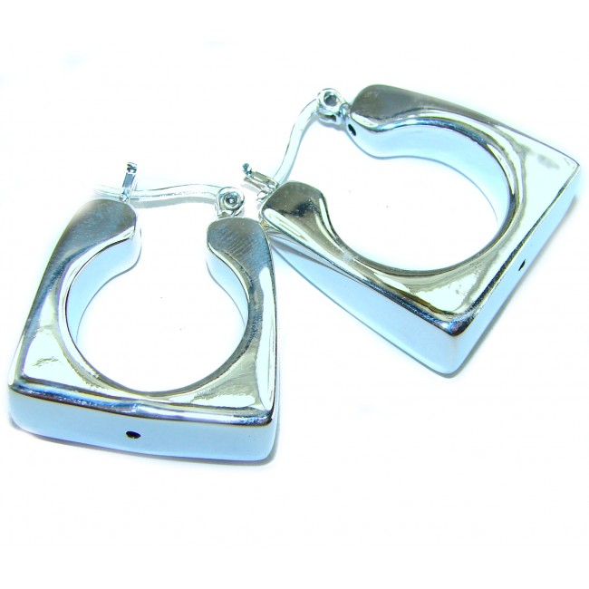 LARGE - EXTRAVAGANZA - Highly Polished Fancy .925 Sterling Silver Italy made Earrings - photo 3