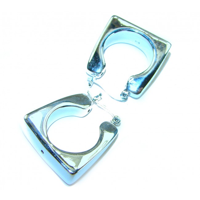 LARGE - EXTRAVAGANZA - Highly Polished Fancy .925 Sterling Silver Italy made Earrings - photo 1