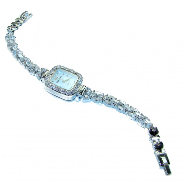 Precious 89.8 carat White Topaz .925 Sterling Silver handmade Bracelet - Watch