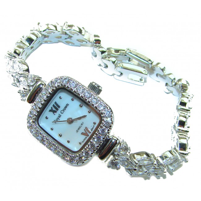 Precious 89.8 carat White Topaz .925 Sterling Silver handmade Bracelet - Watch
