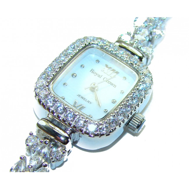 Precious 89.8 carat White Topaz .925 Sterling Silver handmade Bracelet - Watch