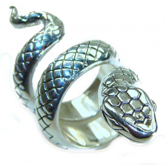 Large Boa Snake .925 Sterling Silver handcrafted Statement SPINAL Ring size 6