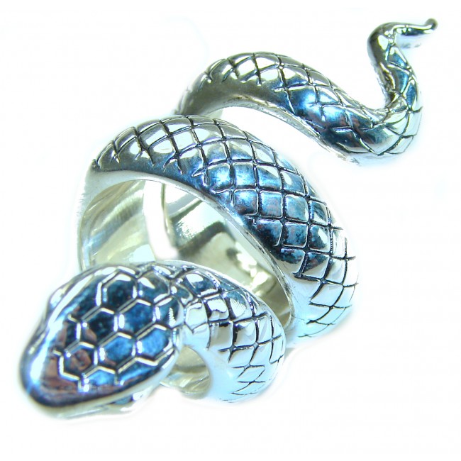Large Boa Snake .925 Sterling Silver handcrafted Statement SPINAL Ring size 6
