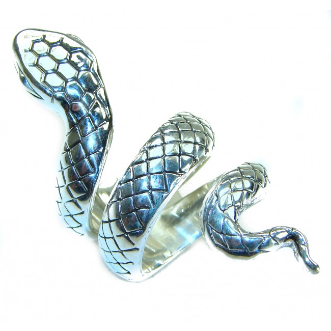 Large Boa Snake .925 Sterling Silver handcrafted Statement SPINAL Ring size 6