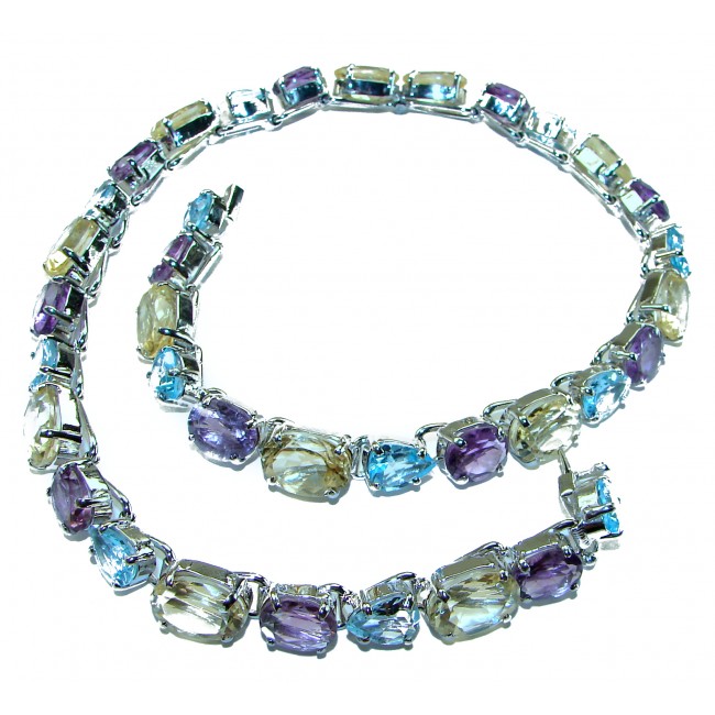 SPECTACULAR Perfect Fusion 225.5 carat authentic MultiGEM .925 Sterling Silver handcrafted necklace
