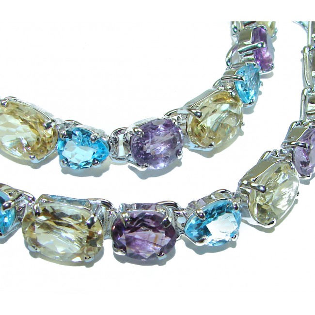 SPECTACULAR Perfect Fusion 225.5 carat authentic MultiGEM .925 Sterling Silver handcrafted necklace