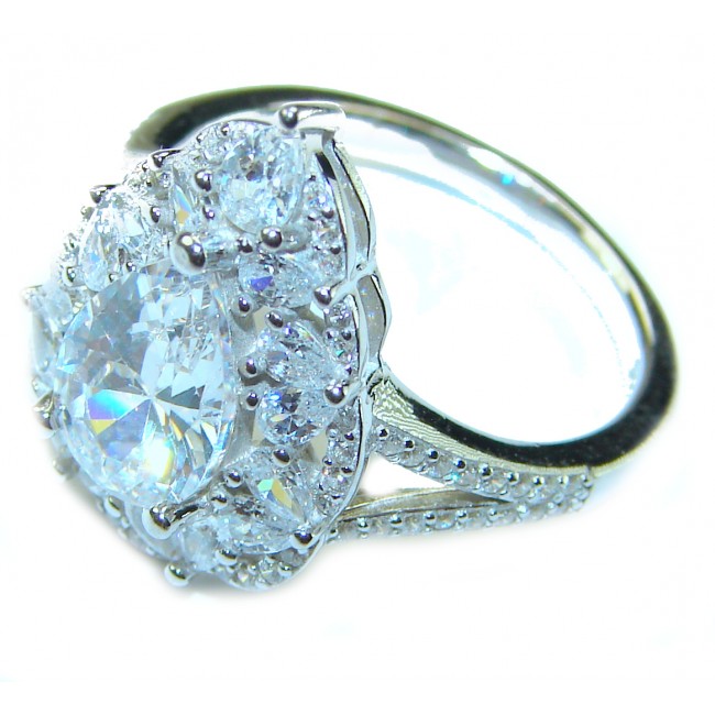 6.8 carat White Topaz .925 Sterling Silver brilliantly handcrafted stack ring s. 8 1/2