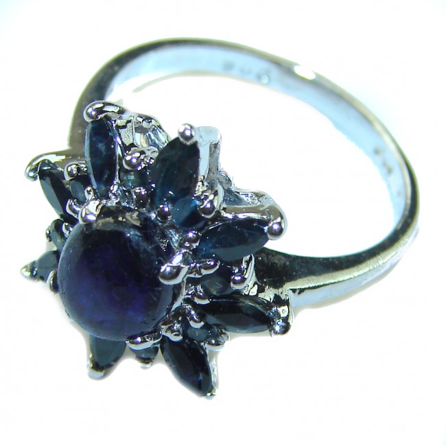 Vintage style - authentic 3.5 carat Sapphire .925 Sterling Silver handcrafted Ring size 5