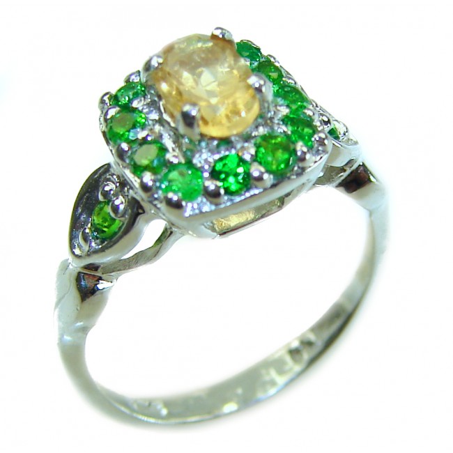 Esmeralda Authentic 3.3 carat Citrine .925 Sterling Silver handmade Ring s. 5 3/4