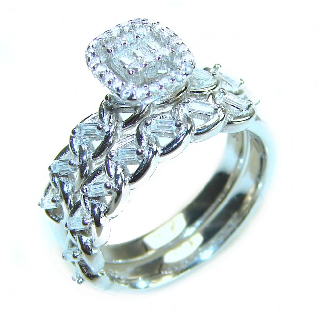 6.8 carat White Topaz .925 Sterling Silver brilliantly handcrafted stack ring s. 6 3/4