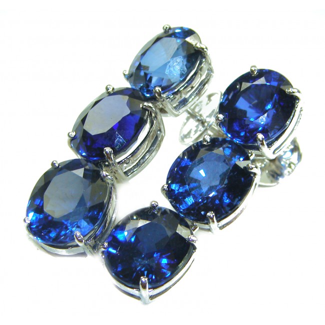 Enchanted Ocean's Drops oval cut 19.5 carat London Blue Topaz .925 Sterling Silver handmade Pendant - photo 3