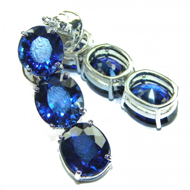 Enchanted Ocean's Drops oval cut 19.5 carat London Blue Topaz .925 Sterling Silver handmade Pendant - photo 2