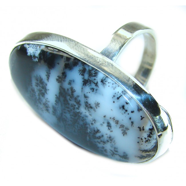 Top Quality Moss Dendritic Agate .925 Sterling Silver handcrafted Ring s. 7 adjustable