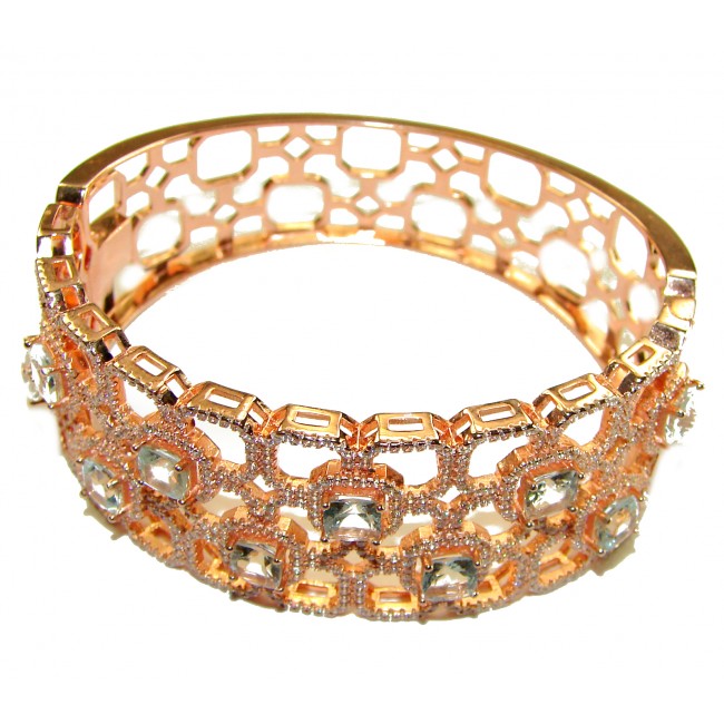 Miabella 18.5 CARAT Aquamarine 18K Gold over .925 Sterling Silver handmade bangle Bracelet - photo 4