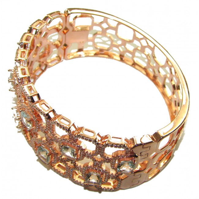 Miabella 18.5 CARAT Aquamarine 18K Gold over .925 Sterling Silver handmade bangle Bracelet - photo 3