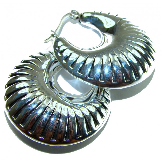 Highly Polished Fancy Modern design .925 Sterling Silver Italy made Earrings - photo 2