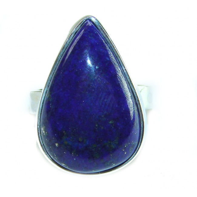 Natural 20.8 carat Lapis Lazuli .925 Sterling Silver handcrafted ring size 7 adjustable