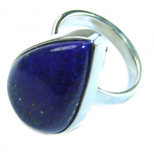 Natural 20.8 carat Lapis Lazuli .925 Sterling Silver handcrafted ring size 7 adjustable