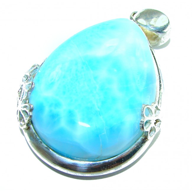 The best quality Natural Larimar from Dominican Republic .925 Sterling Silver handcrafted pendant