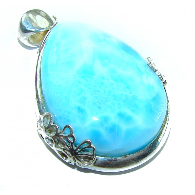 The best quality Natural Larimar from Dominican Republic .925 Sterling Silver handcrafted pendant