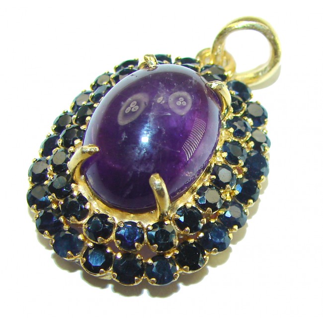 Beautiful Purple Treasure 22.5 carat Amethyst Sapphire 14K Gold over .925 Sterling Silver handcrafted Pendant