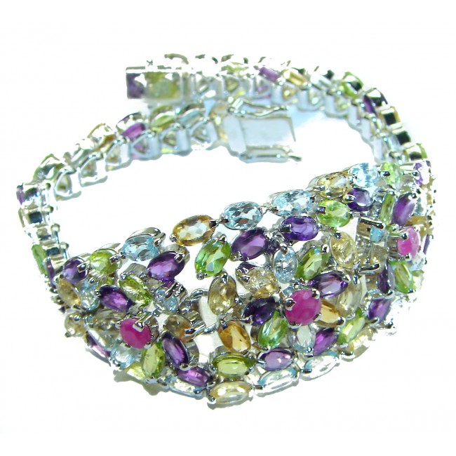 Dolce Vita - Precious Natural 72.5 carat Multigem .925 Sterling Silver handcrafted bracelet
