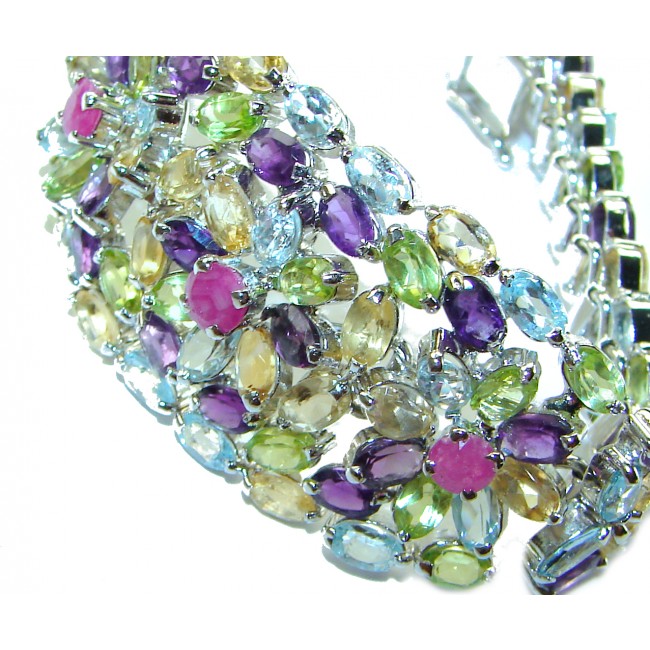 Dolce Vita - Precious Natural 72.5 carat Multigem .925 Sterling Silver handcrafted bracelet