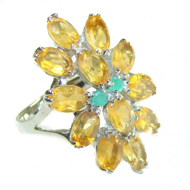Real Beauty 8.5 carat Authentic Citrine .925 Sterling Silver handcrafted Statement ring size 8