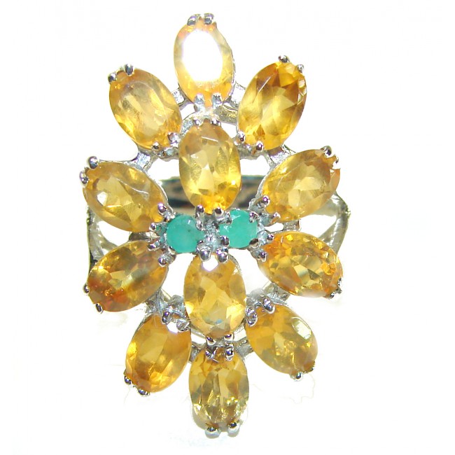 Real Beauty 8.5 carat Authentic Citrine .925 Sterling Silver handcrafted Statement ring size 8