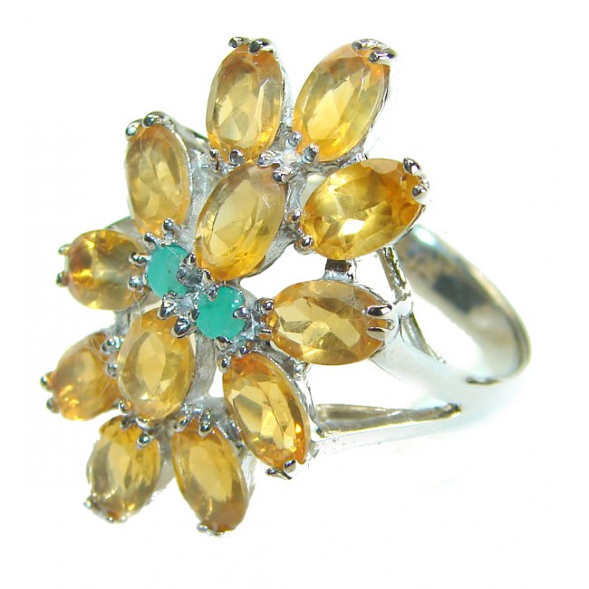Real Beauty 8.5 carat Authentic Citrine .925 Sterling Silver handcrafted Statement ring size 8
