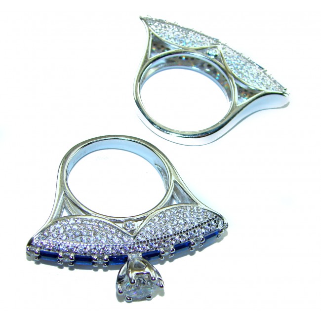 Extravaganza Large 5.6 carat Sapphire .925 Sterling Silver brilliantly handcrafted stack up ring s. 6