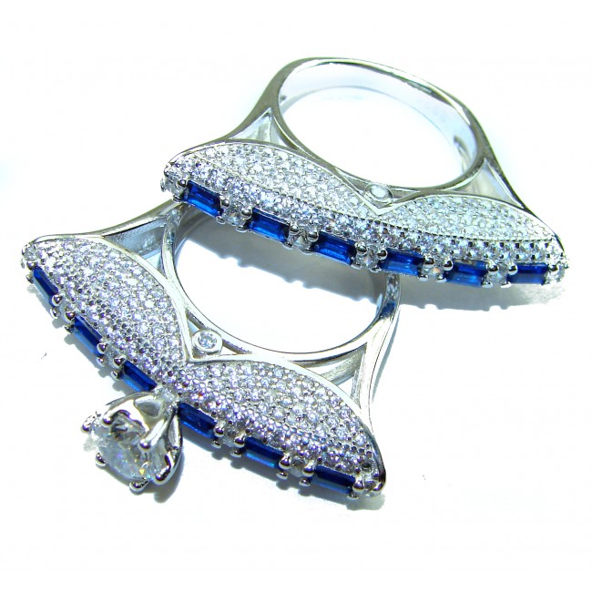 Extravaganza Large 5.6 carat Sapphire .925 Sterling Silver brilliantly handcrafted stack up ring s. 6